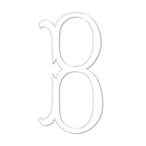 May include: A white outline of the letter B in a decorative font.