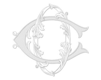 Custom Wedding Logo CO OC Vintage Intertwined Monogram Design