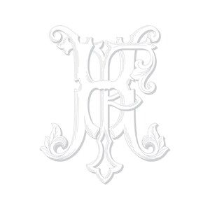 May include: A decorative monogram with the letters "H" and "F" intertwined in a stylized, ornate design. The letters are in a gray color and have a vintage, elegant feel.