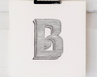 Original Letterpress Print - Linocut Block Print Letter C