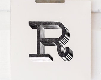 Letter R - Letterpress Block Print