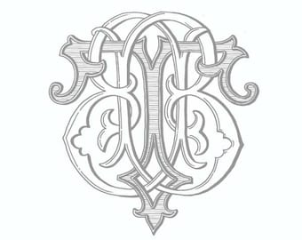 Antique Monogram Design - BT - TB - Vintage Wedding Logo