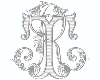 Antique Monogram Design - RT - TR - Vintage Wedding Logo