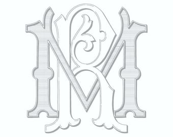 Vintage Monogram Letters - MR - RM - Antique Monogram