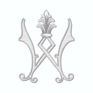 Diseño de monograma personalizado - W - Letra única - Monograma antiguo