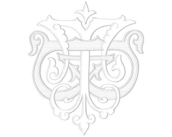 Antique Monogram Design - BT - TB - Vintage Wedding Logo