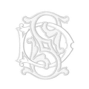 May include: A gray and white monogram with the letters "S" and "D" intertwined in a decorative, stylized font.