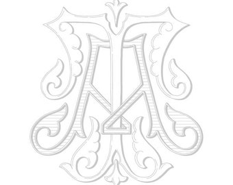Antique Monogram Design - AT - TA - Vintage Wedding Logo