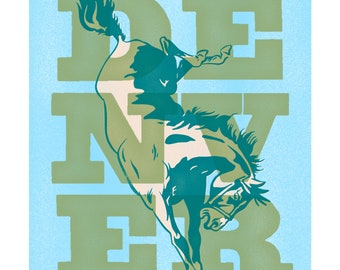 Vintage Denver Broncos Letterpress Digital Print - Instant Download Home Decor