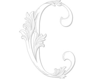 Wedding Monogram Crest - Letter C - Vintage Lettering Style
