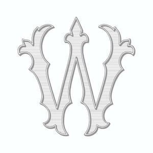 Monograma vintage personalizado - W - Letra única - Monograma antiguo