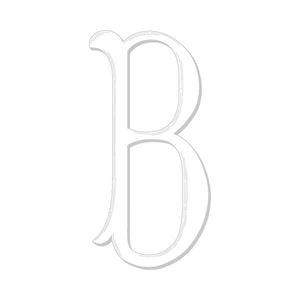 May include: A white outline of the letter B in a decorative font.