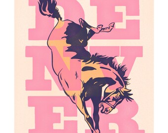 Vintage Denver Broncos Letterpress Digital Print - Instant Download Home Decor