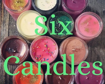 Six 100% Soy Wax Candles