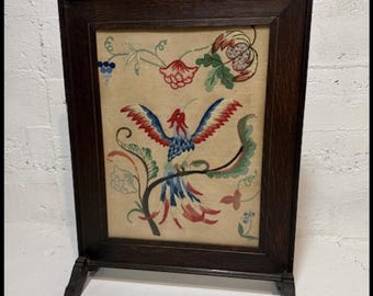 Vintage Handmade Embroidery Fireplace Screen
