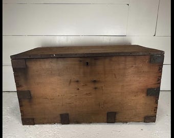 Antique Travel Trunk. Late 1800's Pine Trunk