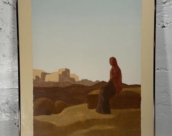 Pueblo Woman Print, Martha Slaymaker Collagraph Etching, Numbered