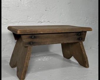 Vintage farmhouse wood stool.