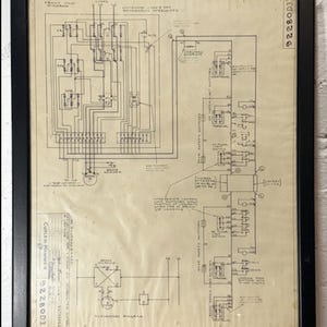 Vintage Line Diagram Blueprint Art- Cutler- Hammer 1940&#39;s framed