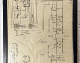 Vintage Line Diagram Blueprint Art- Cutler- Hammer 1940's framed