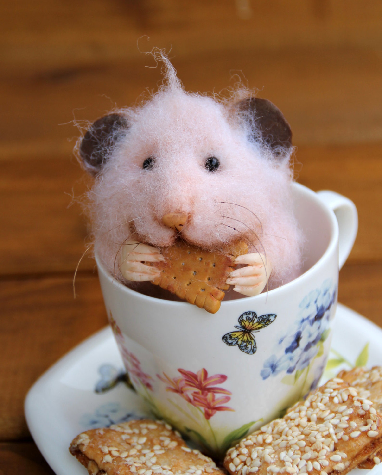 Needle felt realistic hamster with cookie felted mouse Etsy