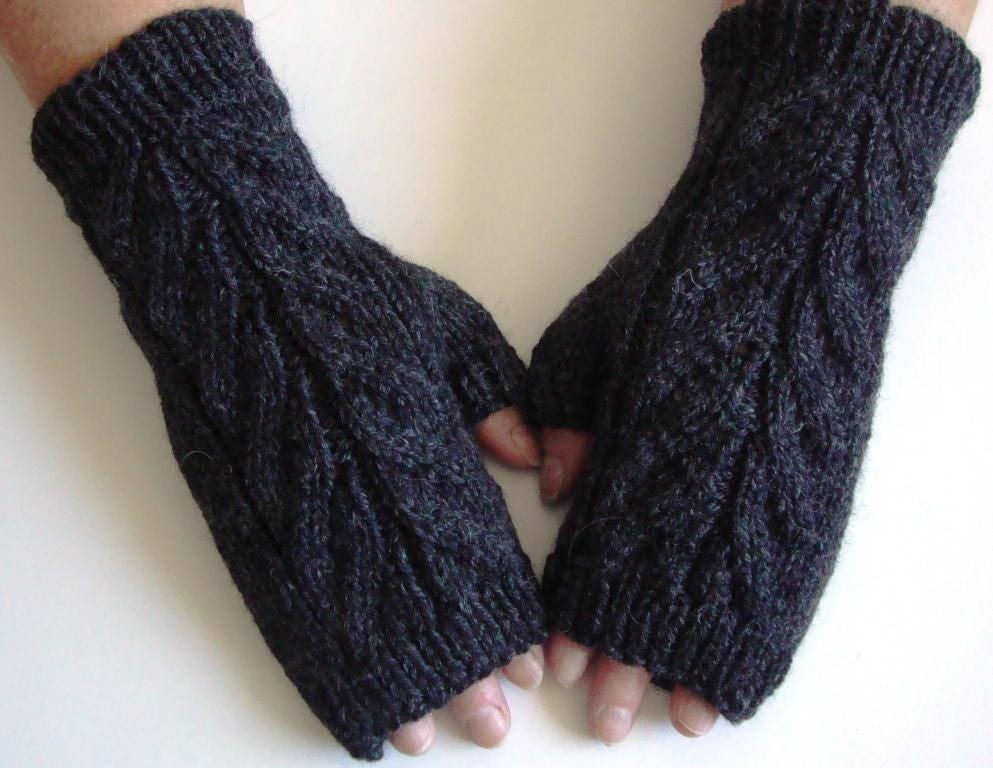 Hand Knit / 100 Wool / Hand Warmers / Fingerless Gloves / Etsy