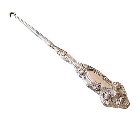 7 3/4" Sterling Silver Shoe Buttonhook Button Hook - image 1