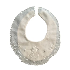 White Cotton Batiste Embroidered Baby Bib 1656253213