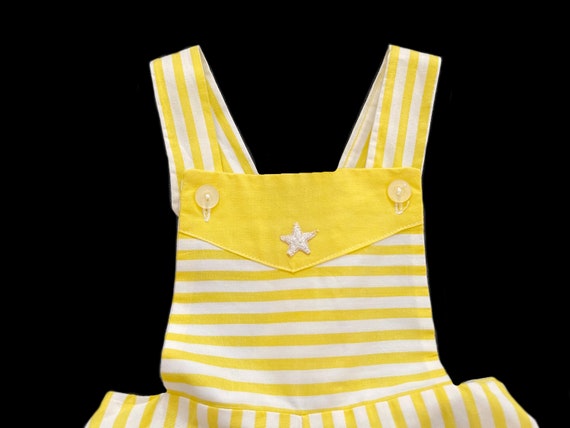 Size 1 NOS Thomas Yellow Stripe Cotton Sunsuit Ro… - image 2