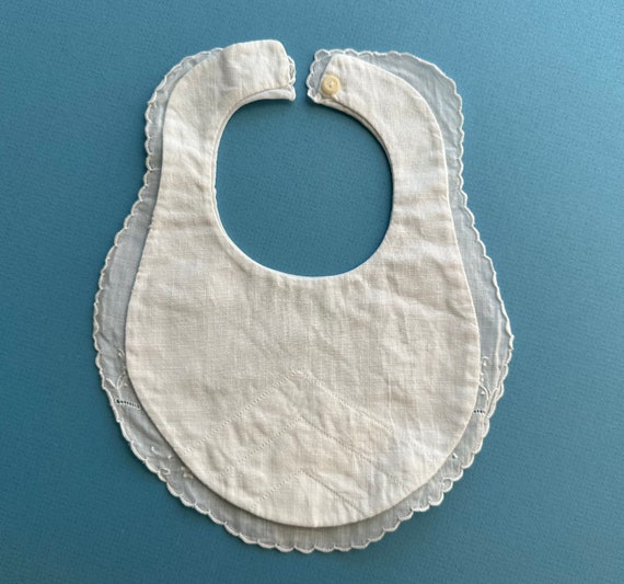 White Cotton Batiste Embroidered Baby Bib 1656234… - image 4