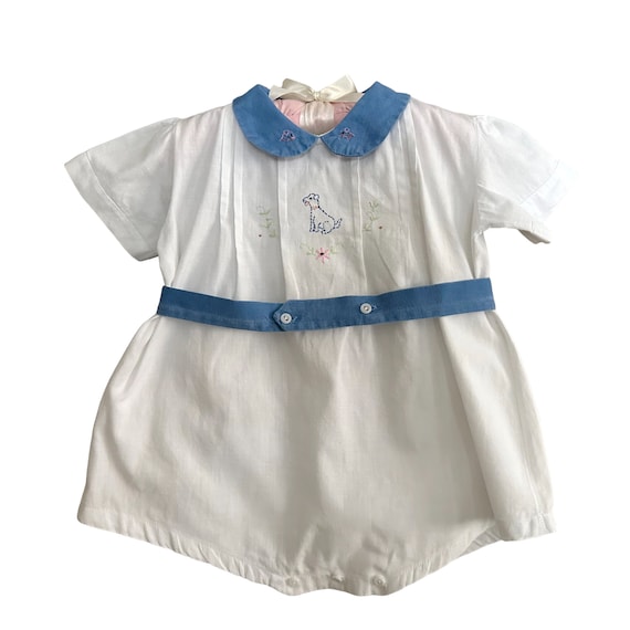 Size 9 - 12 Months 1940s Philippines White Cotton… - image 1