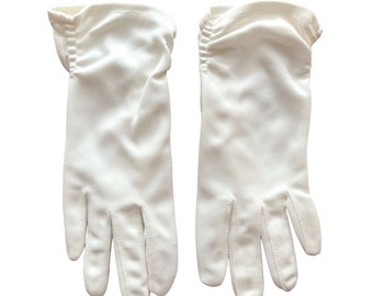 Size 2 - 4 Vintage Girls Toddler Off White Nylon Gloves Hong Kong 1432094052