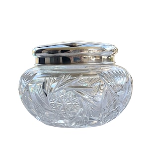 Antique 3 1/2" Tall Simons Brothers Sterling Silver Cut Crystal Dresser Vanity Dresser Powder Jar 1299131351