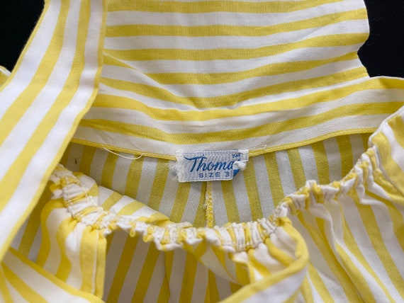 Size 3 NOS Thomas Yellow Stripe Cotton Sunsuit Ro… - image 5