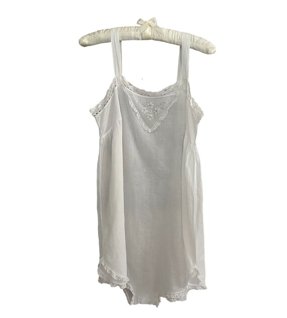 Size 36 Antique White Step In Camisole Chemise Te… - image 1