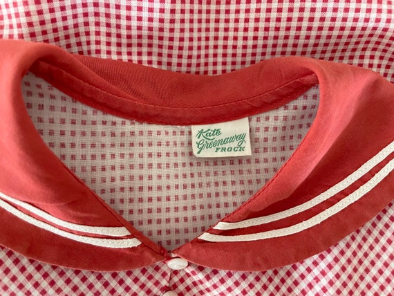 Size 4 - 5 Kate Greenaway 50s Frock Red Check Dre… - image 7