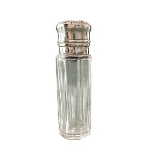 Antique Foster & Bailey Sterling Silver Scent Bottle: Hinged Glass Perfume Jar
