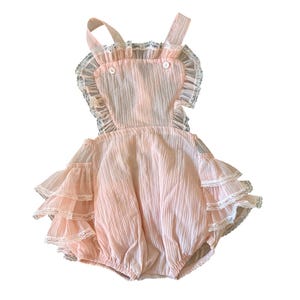 Size 18 - 24 Months Little Craft Pink Nylon Ruffled Bubble Sunsuit Romper 1837506516
