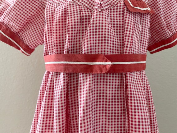 Size 4 - 5 Kate Greenaway 50s Frock Red Check Dre… - image 3