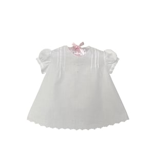 Size 9 Months Philippines White Batiste Baby Dress w/ Pink & Green Embroidery 4327767326
