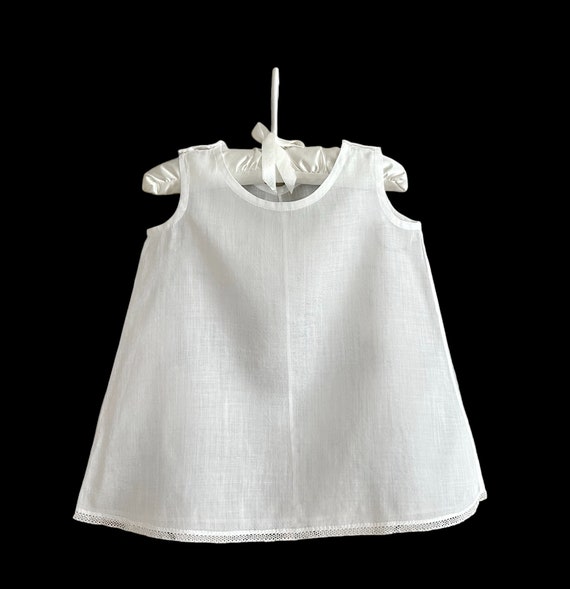 15 1/4" Fine White Cotton w/ Tatting Toddler Baby… - image 2