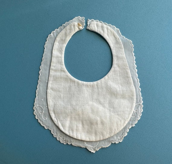 White Cotton Batiste Embroidered Baby Bib 1642083… - image 4