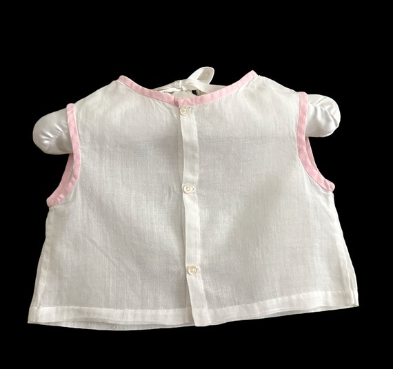 Size 3 - 6 Months White Cotton w/ Pink Trim Diape… - image 2