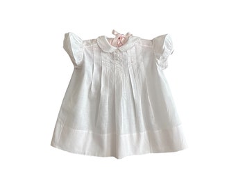 Size 9 Months Philippines Very Pale Pink nearly White Batiste w/ Pink Rosebuds Embroidery Baby Dress 1701273022