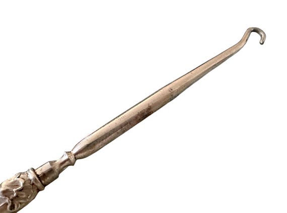 7 3/4" Sterling Silver Shoe Buttonhook Button Hook - image 4