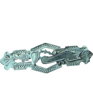 1909 Antique Victorian Edwardian Marked UK Sterling 1 1/2&quot; Collar Pin / Brooch 1429775696