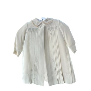 Size 24 Months 1930's Best & Co. Pale Green Silk Lace Embroidery Baby Coat Made in France 1667006619