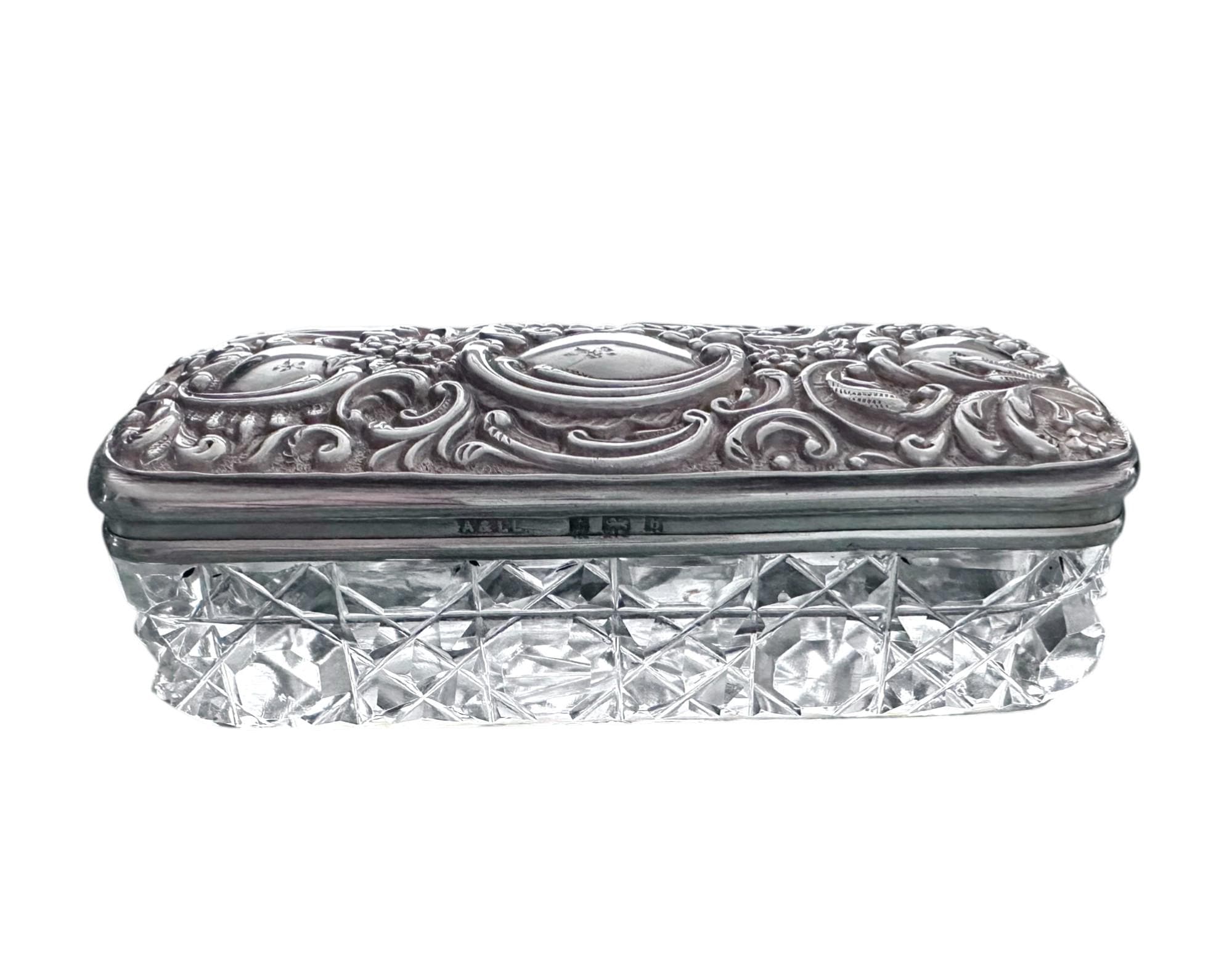 Antique Sterling Silver & Cut Glass Vanity Jar - Birmingham 1901