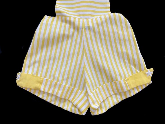 Size 1 NOS Thomas Yellow Stripe Cotton Sunsuit Ro… - image 3