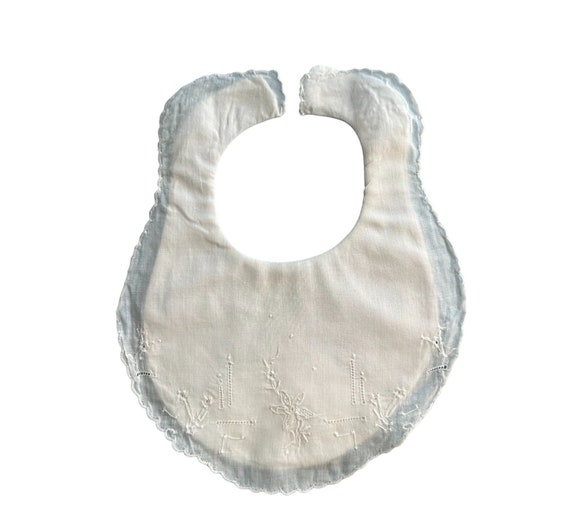 White Cotton Batiste Embroidered Baby Bib 1656234… - image 1